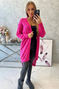 Cardigan with a geometric pattern 2020 - 4 / – Pink цвет / color | Lexline Fashion