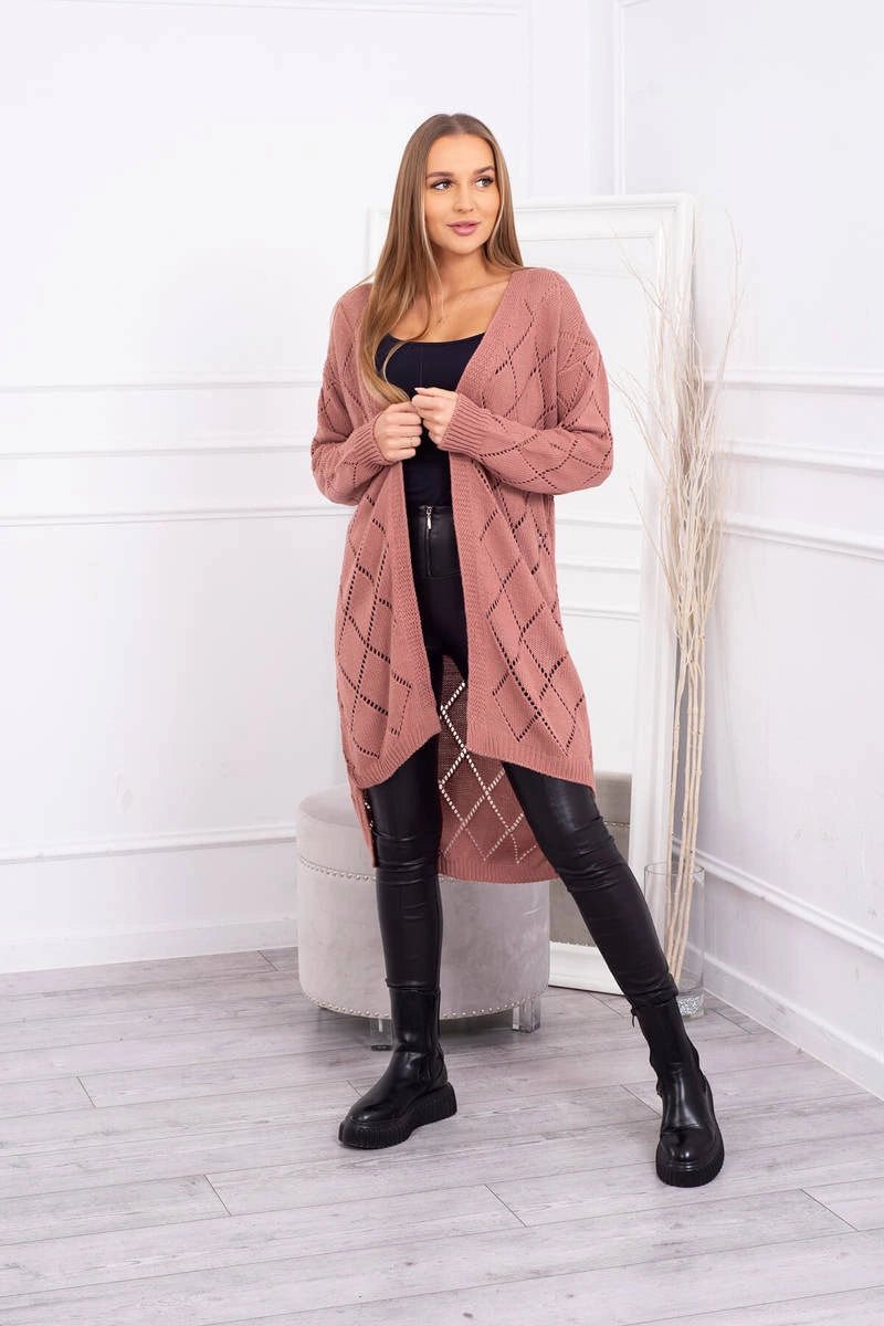 Cardigan with a geometric pattern 2020 - 4 / – Pink || Dark цвет / color | Lexline Fashion