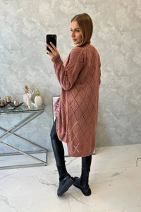 Cardigan with a geometric pattern 2020 - 4 / – Pink || Dark цвет / color | Lexline Fashion