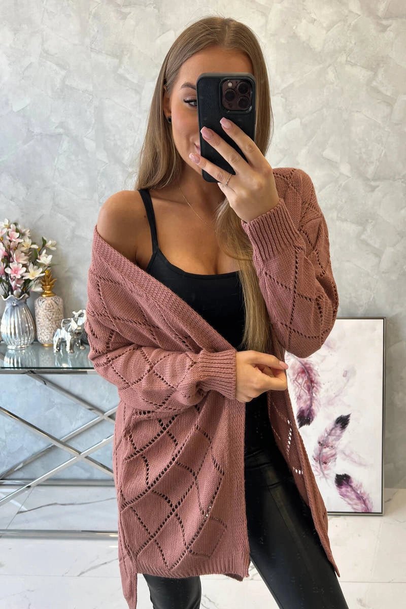 Cardigan with a geometric pattern 2020 - 4 / – Pink || Dark цвет / color | Lexline Fashion