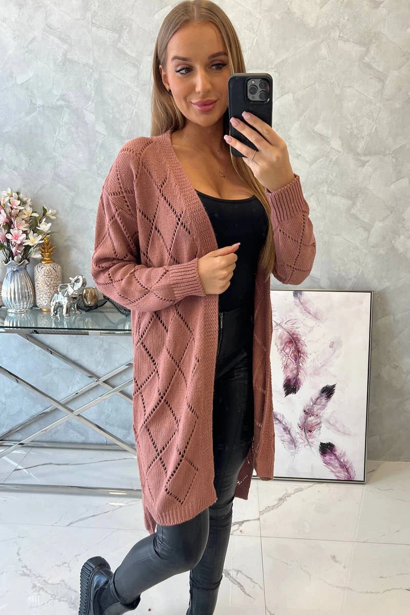 Cardigan with a geometric pattern 2020 - 4 / – Pink || Dark цвет / color | Lexline Fashion