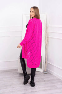 Cardigan with a geometric pattern 2020 - 4 / – Pink || Neon цвет / color | Lexline Fashion