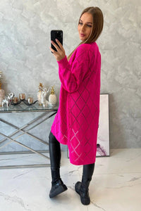 Cardigan with a geometric pattern 2020 - 4 / – Pink || Neon цвет / color | Lexline Fashion