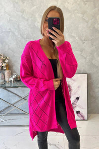 Cardigan with a geometric pattern 2020 - 4 / – Pink || Neon цвет / color | Lexline Fashion