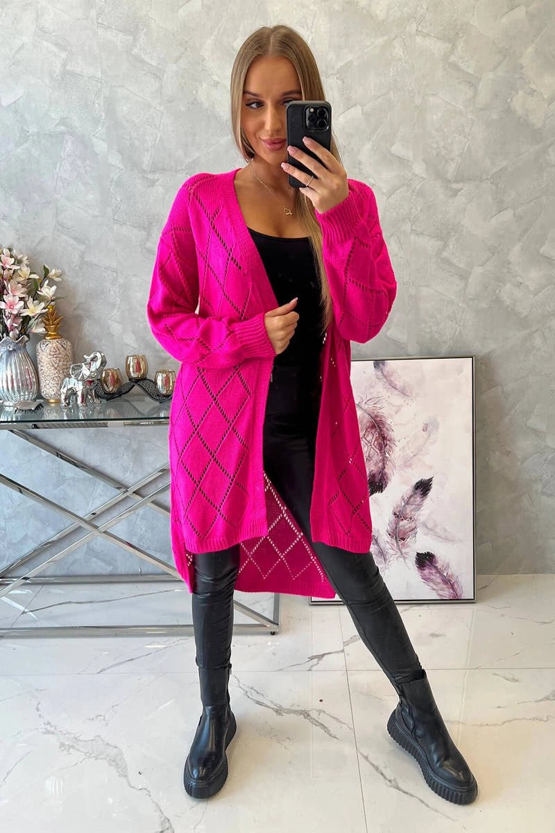 Cardigan with a geometric pattern 2020 - 4 / – Pink || Neon цвет / color | Lexline Fashion