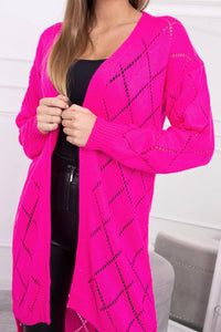 Cardigan with a geometric pattern 2020 - 4 / – Pink || Neon цвет / color | Lexline Fashion