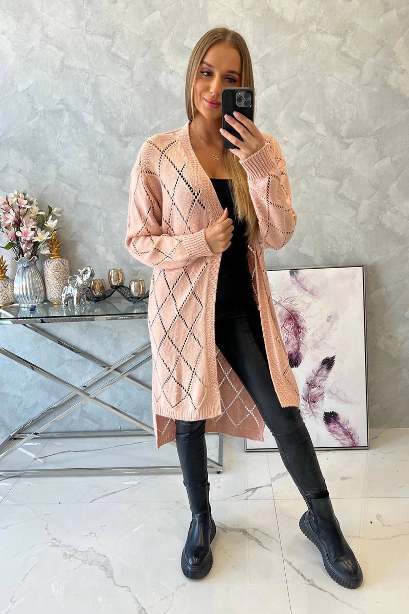 Cardigan with a geometric pattern 2020 - 4 / – Powder цвет / color | Lexline Fashion