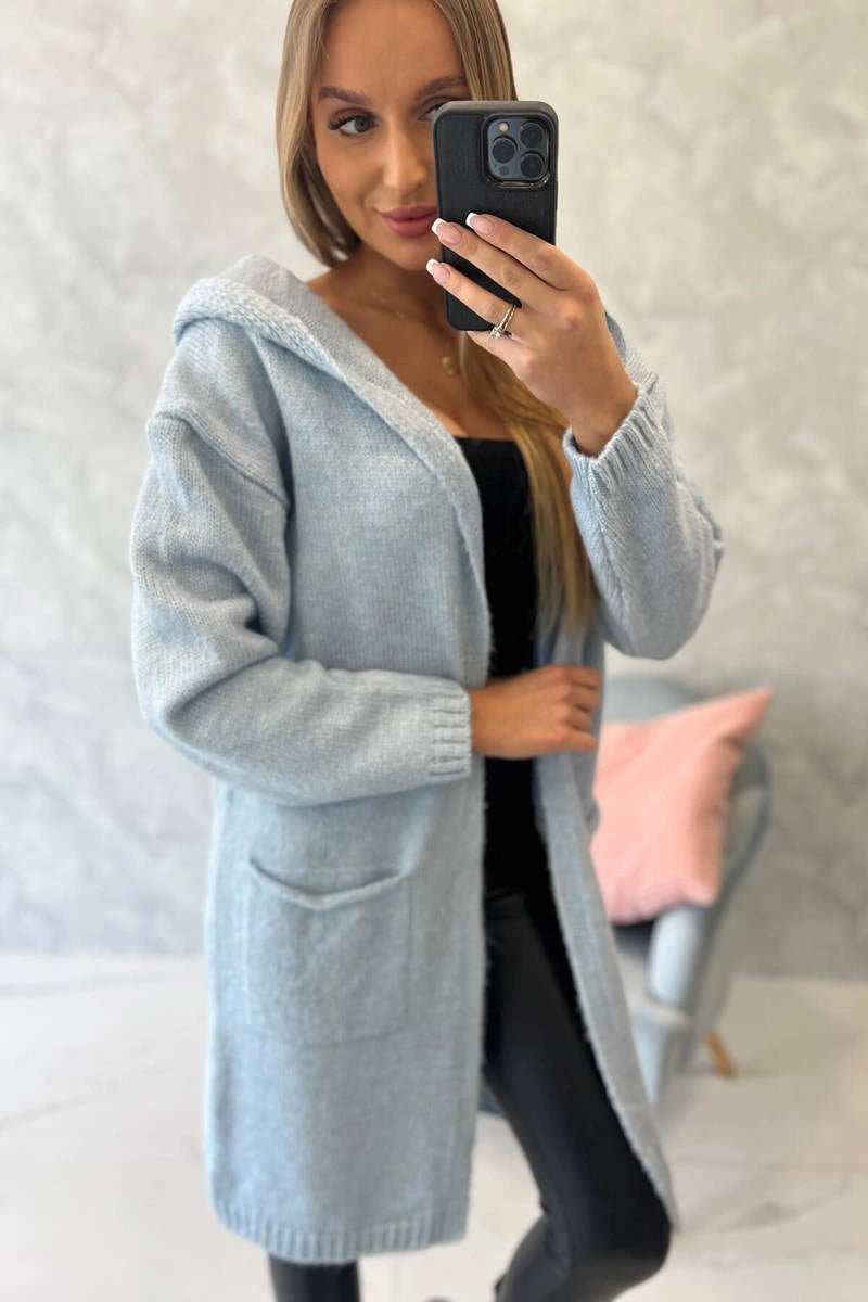 Cardigan with a hood and pockets 2020 - 10 / – Blue цвет / color | Lexline Fashion