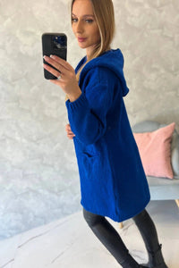 Cardigan with a hood and pockets 2020 - 10 / – Blue cornflower цвет / color | Lexline Fashion