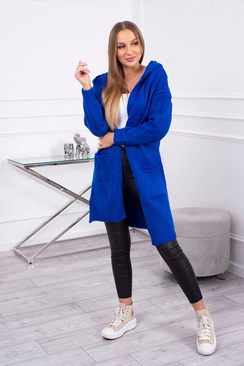 Cardigan with a hood and pockets 2020 - 10 / – Blue cornflower цвет / color | Lexline Fashion