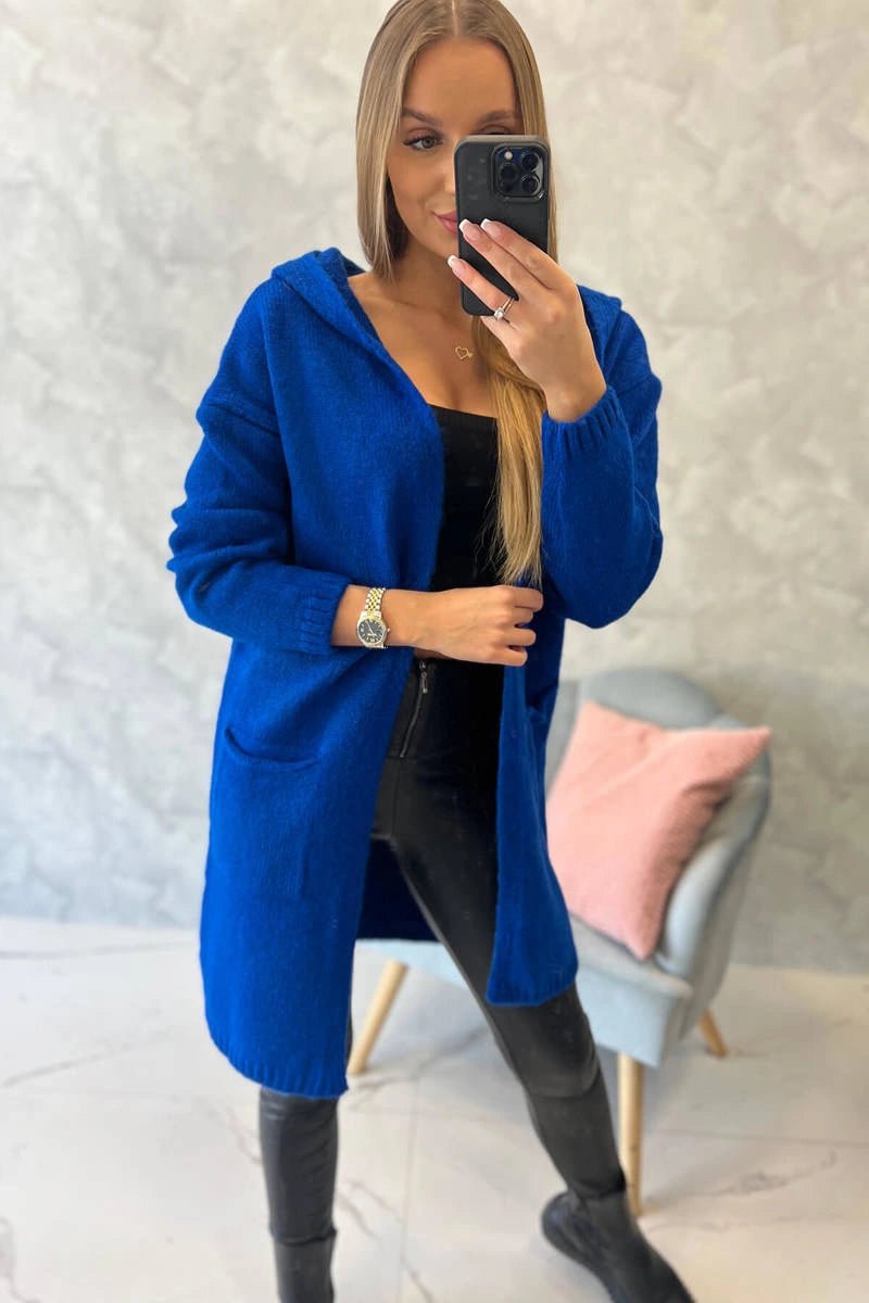 Cardigan with a hood and pockets 2020 - 10 / – Blue cornflower цвет / color | Lexline Fashion