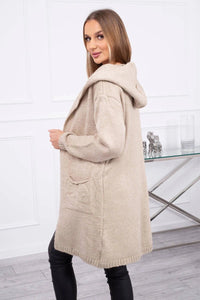 Cardigan with a hood and pockets 2020 - 10 / – Dark || beige цвет / color | Lexline Fashion