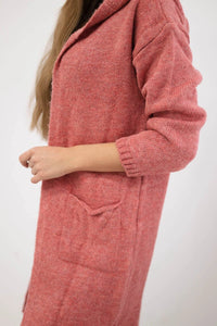 Cardigan with a hood and pockets 2020 - 10 / – Dark || pink цвет / color | Lexline Fashion