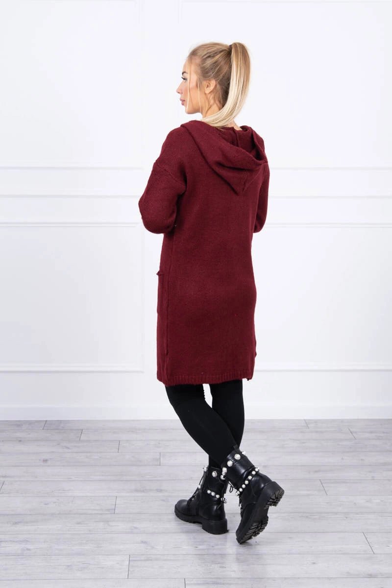 Cardigan with a hood and pockets 2020 - 10 / – Maroon цвет / color | Lexline Fashion