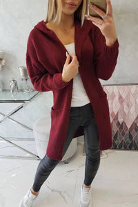 Cardigan with a hood and pockets 2020 - 10 / – Maroon цвет / color | Lexline Fashion