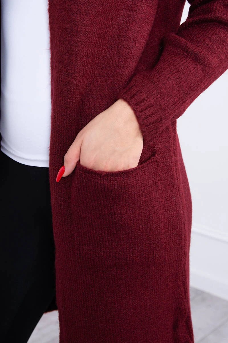 Cardigan with a hood and pockets 2020 - 10 / – Maroon цвет / color | Lexline Fashion