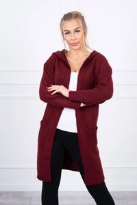 Cardigan with a hood and pockets 2020 - 10 / – Maroon цвет / color | Lexline Fashion