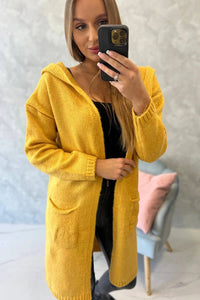 Cardigan with a hood and pockets 2020 - 10 / – Mustard цвет / color | Lexline Fashion