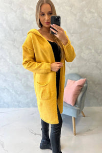 Cardigan with a hood and pockets 2020 - 10 / – Mustard цвет / color | Lexline Fashion
