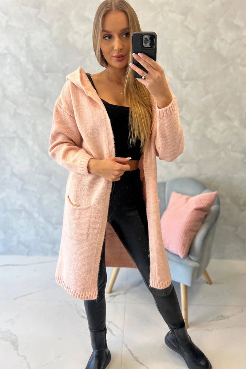 Cardigan with a hood and pockets 2020 - 10 / – Powder цвет / color | Lexline Fashion