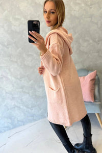 Cardigan with a hood and pockets 2020 - 10 / – Powder цвет / color | Lexline Fashion