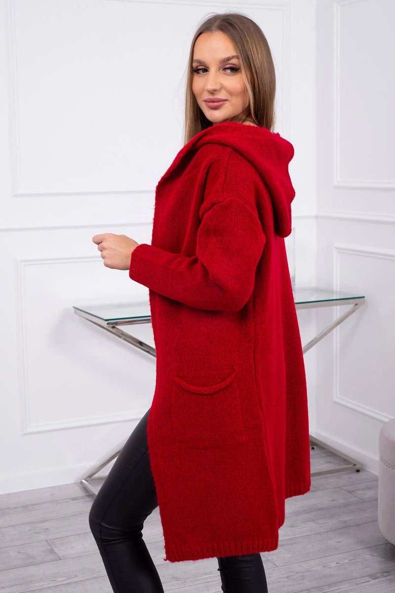 Cardigan with a hood and pockets 2020 - 10 / – Red цвет / color | Lexline Fashion