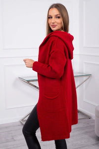 Cardigan with a hood and pockets 2020 - 10 / – Red цвет / color | Lexline Fashion