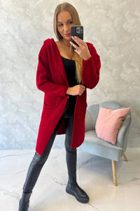 Cardigan with a hood and pockets 2020 - 10 / – Red цвет / color | Lexline Fashion