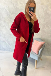 Cardigan with a hood and pockets 2020 - 10 / – Red цвет / color | Lexline Fashion