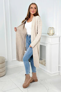 Cardigan with cable knit 2019 - 1 / – Beige цвет / color | Lexline Fashion