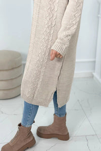 Cardigan with cable knit 2019 - 1 / – Beige цвет / color | Lexline Fashion