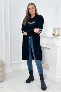 Cardigan with cable knit 2019 - 1 / – Black цвет / color | Lexline Fashion