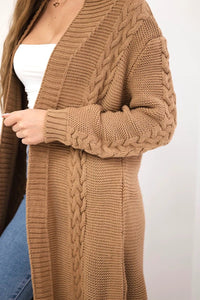 Cardigan with cable knit 2019 - 1 / – Camel цвет / color | Lexline Fashion