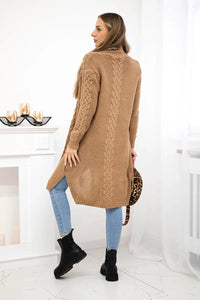 Cardigan with cable knit 2019 - 1 / – Camel цвет / color | Lexline Fashion