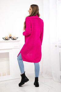 Cardigan with cable knit 2019 - 1 / – Fuchsia цвет / color | Lexline Fashion