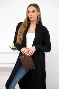 Cardigan with cable knit 2019 - 1 / – Graphite цвет / color | Lexline Fashion