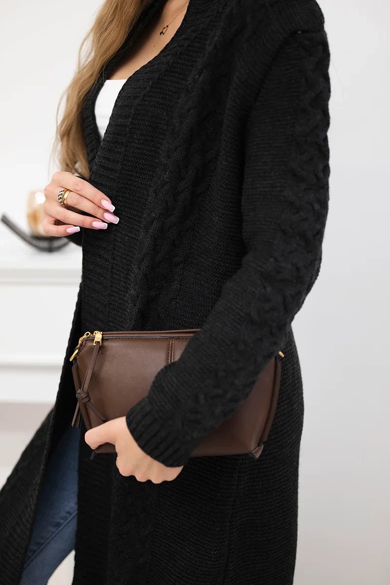 Cardigan with cable knit 2019 - 1 / – Graphite цвет / color | Lexline Fashion
