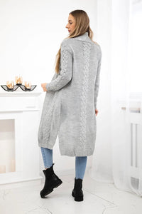 Cardigan with cable knit 2019 - 1 / – Gray цвет / color | Lexline Fashion