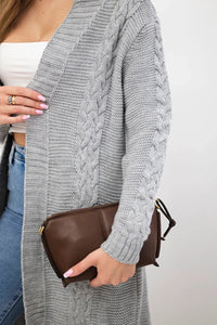Cardigan with cable knit 2019 - 1 / – Gray цвет / color | Lexline Fashion