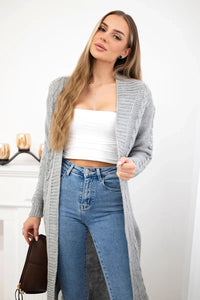 Cardigan with cable knit 2019 - 1 / – Gray цвет / color | Lexline Fashion