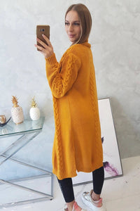 Cardigan with cable knit 2019 - 1 / – Mustard цвет / color | Lexline Fashion
