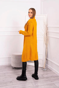 Cardigan with cable knit 2019 - 1 / – Mustard цвет / color | Lexline Fashion