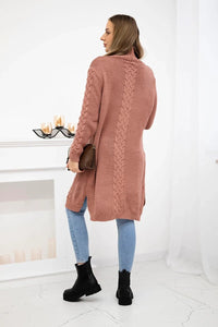 Cardigan with cable knit 2019 - 1 / – Pink || Dark цвет / color | Lexline Fashion