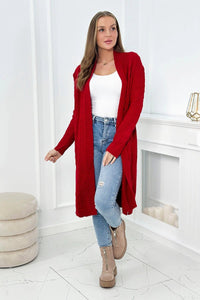 Cardigan with cable knit 2019 - 1 / – Red цвет / color | Lexline Fashion