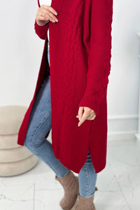 Cardigan with cable knit 2019 - 1 / – Red цвет / color | Lexline Fashion
