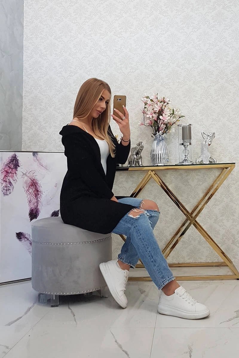 Cardigan with hood 2020 - 14 / – Black цвет / color | Lexline Fashion