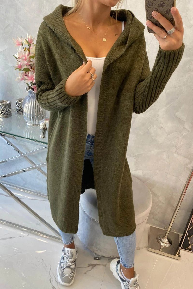Cardigan with hood 2020 - 14 / – Khaki цвет / color | Lexline Fashion