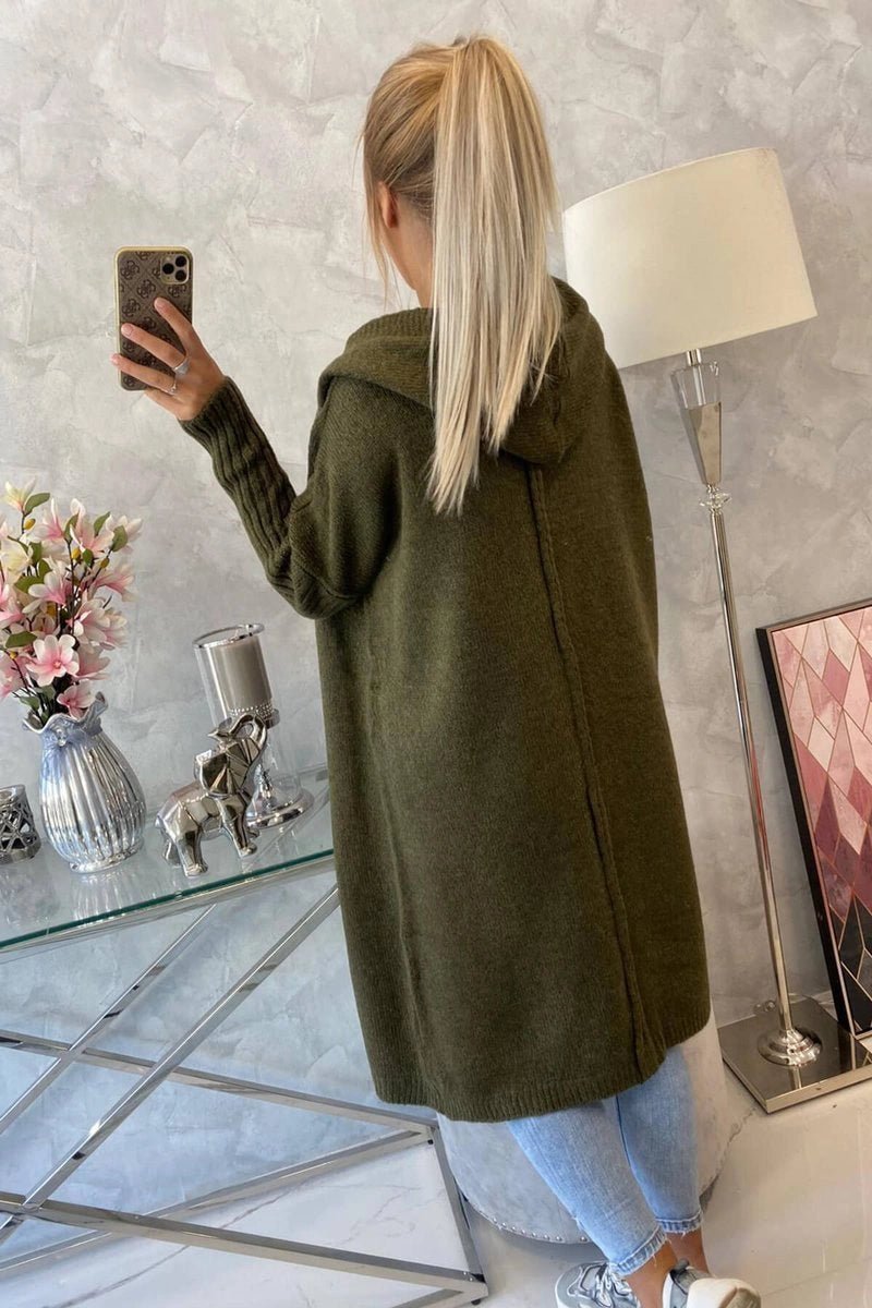 Cardigan with hood 2020 - 14 / – Khaki цвет / color | Lexline Fashion