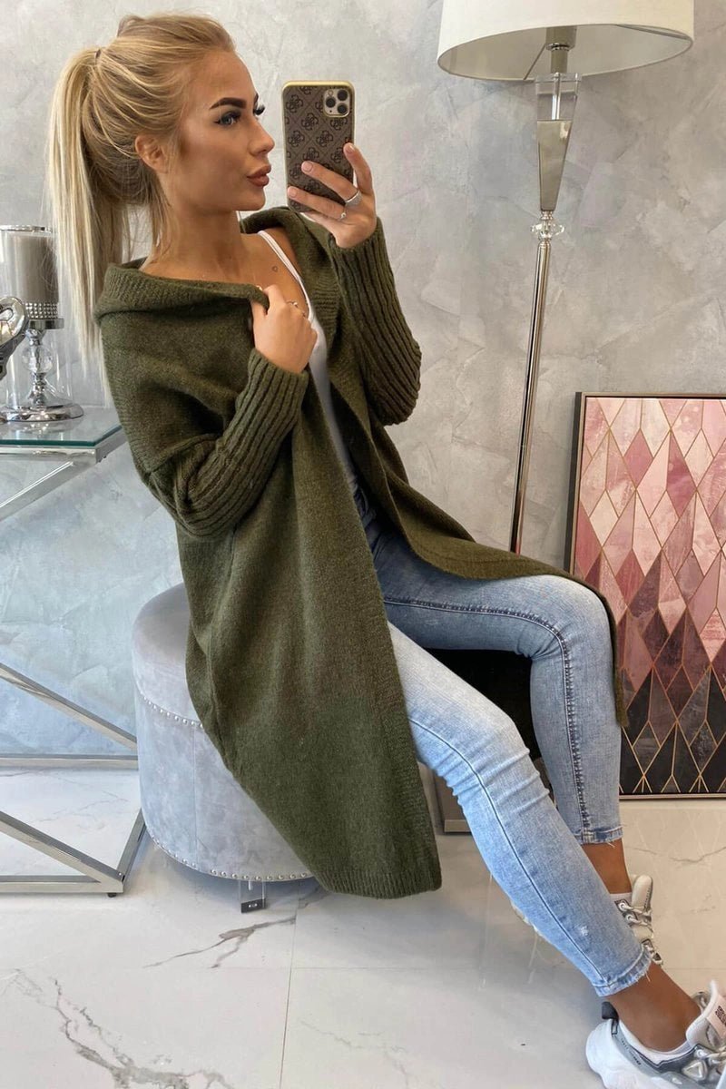 Cardigan with hood 2020 - 14 / – Khaki цвет / color | Lexline Fashion