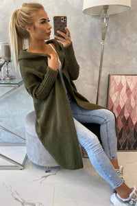 Cardigan with hood 2020 - 14 / – Khaki цвет / color | Lexline Fashion